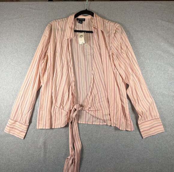 Ann Taylor Tops - Ann Taylor Silk Blend Striped Tie-Front Blouse Size 14